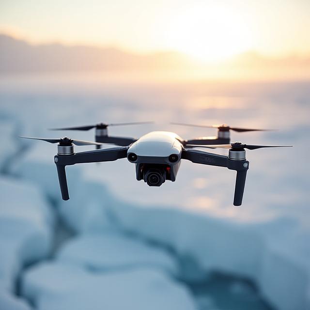 Autonomous drone flying over ice shelf